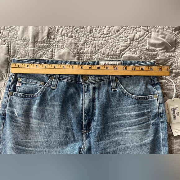 NWT AG Denim Jodi Crop Highrise Slim Flare Jeans Medium Blue Distressed Size 32 - Picture 13 of 14